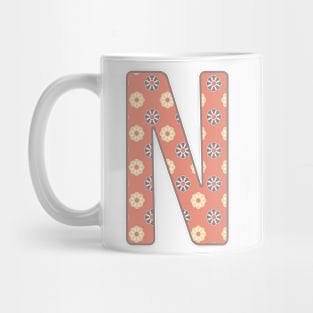 MONOGRAM LETTER N PINK FLORAL TYPOGRAPHY DESIGN Mug